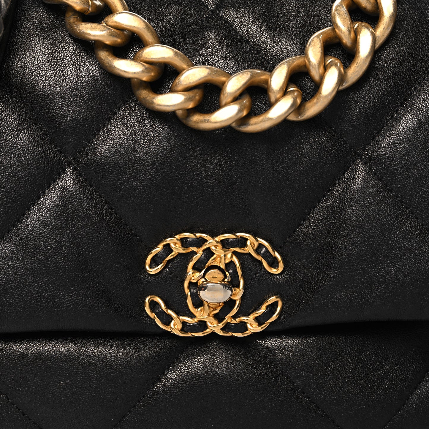 Lambskin Quilted Large Chanel 19 Flap Black