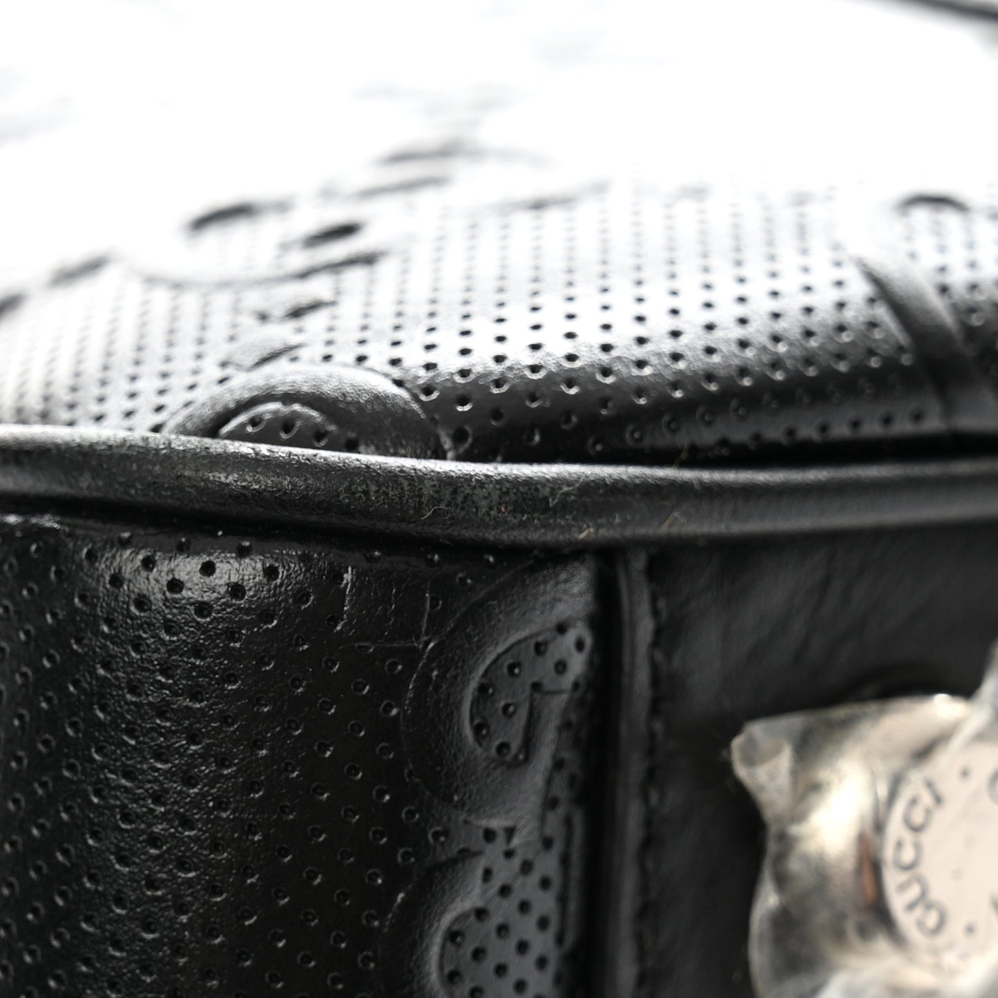 Calfskin GG Tennis Embossed Duffle Bag Black