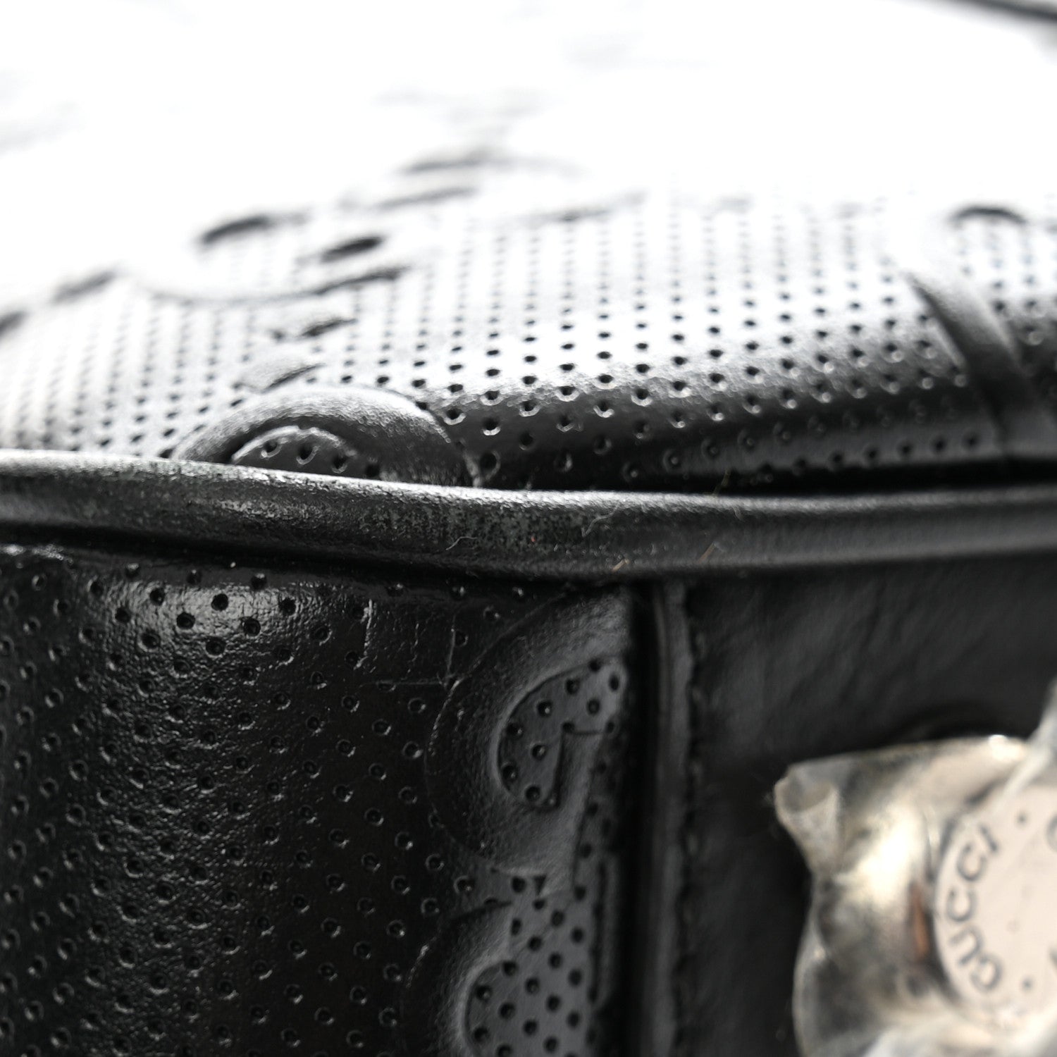 Gucci Calfskin GG Tennis Embossed Duffle Bag Black 11 of 13