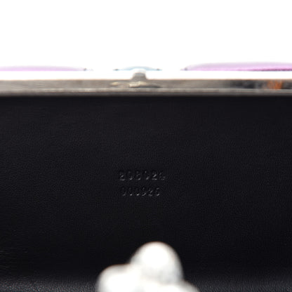 Alexander McQueen Metallic Saffiano Britannia Skull Box Clutch Green Black Purple 9 of 10
