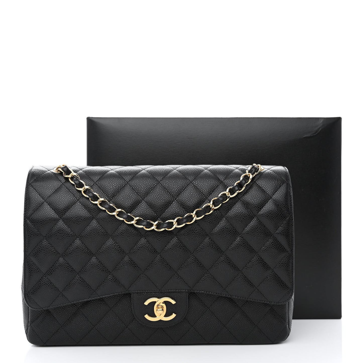 Caviar Quilted Maxi Double Flap Black