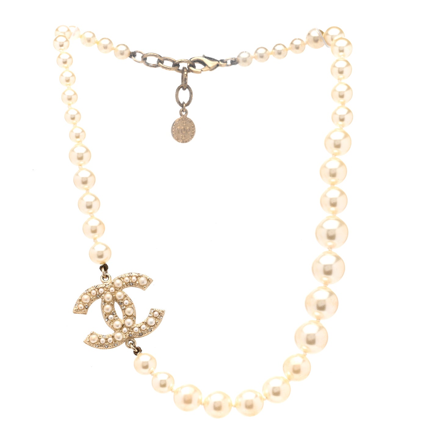 Pearl CC 100th Anniversary Necklace Light Gold