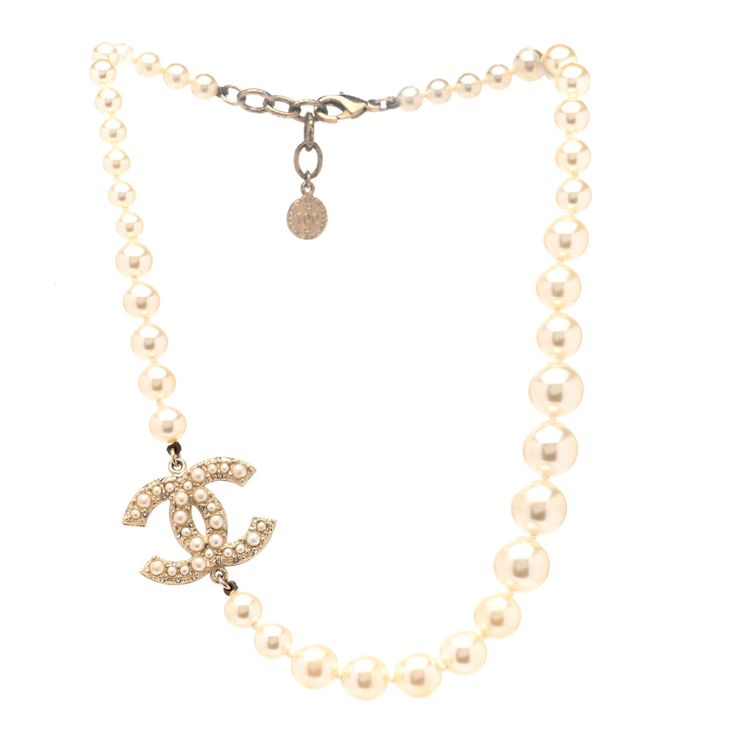 Chanel Pearl CC 100th Anniversary Necklace Light Gold 3 of 6