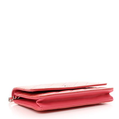 Chanel Patent Calfskin Quilted Wallet On Chain WOC Pink 4 of 15