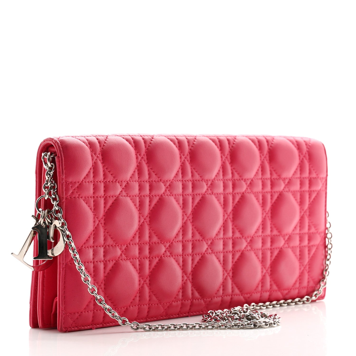 Christian Dior Lambskin Cannage Lady Dior Convertible Clutch Fuchsia 3 of 11