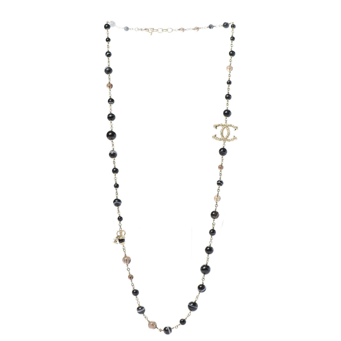 Beaded Sheep CC Long Necklace Gold Black