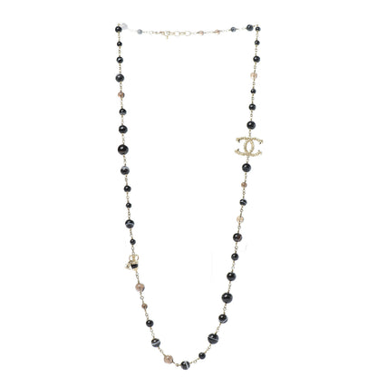 Chanel Beaded Sheep CC Long Necklace Gold Black 3 of 6