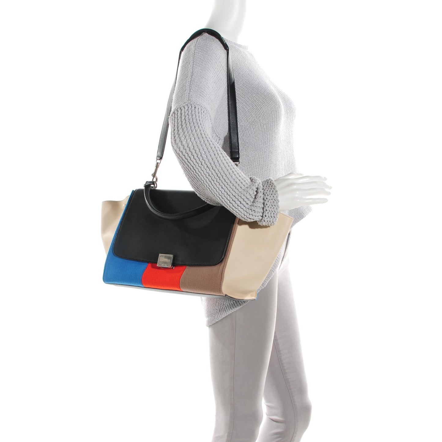 Calfskin Wool Medium Trapeze Multicolor