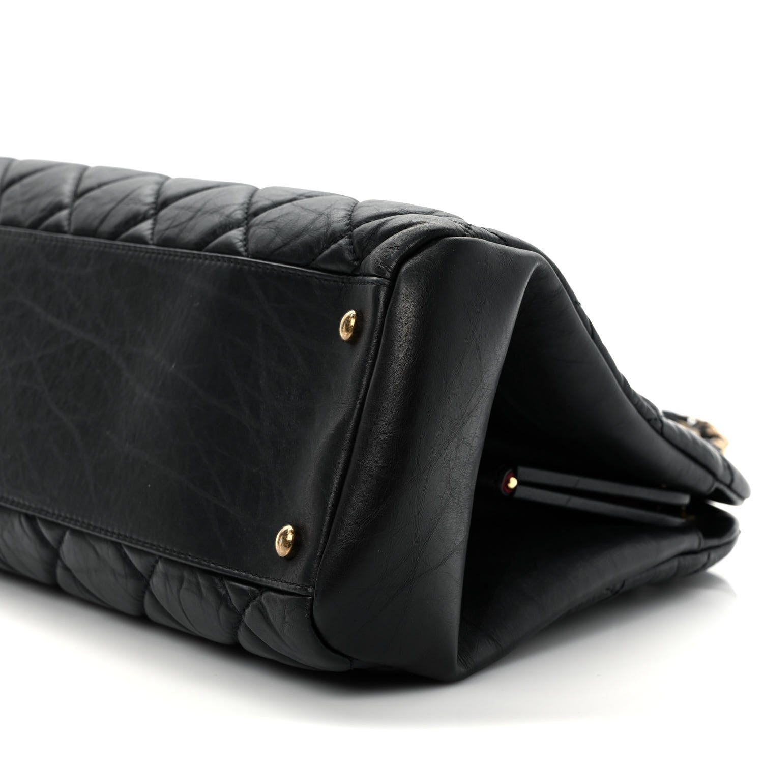 Chanel Aged Calfskin Large Just Mademoiselle Bowling Bag Black 9 of 9