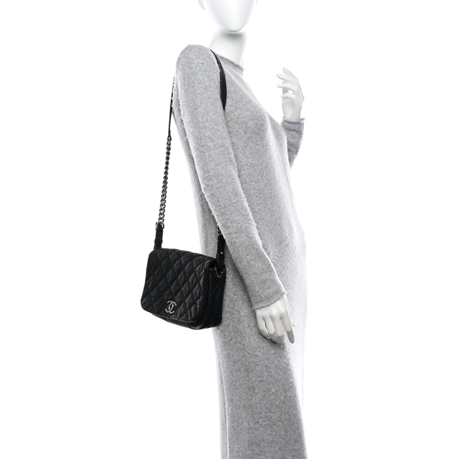 Chanel Calfskin Quilted Double Stitch Flap Black 2 of 10