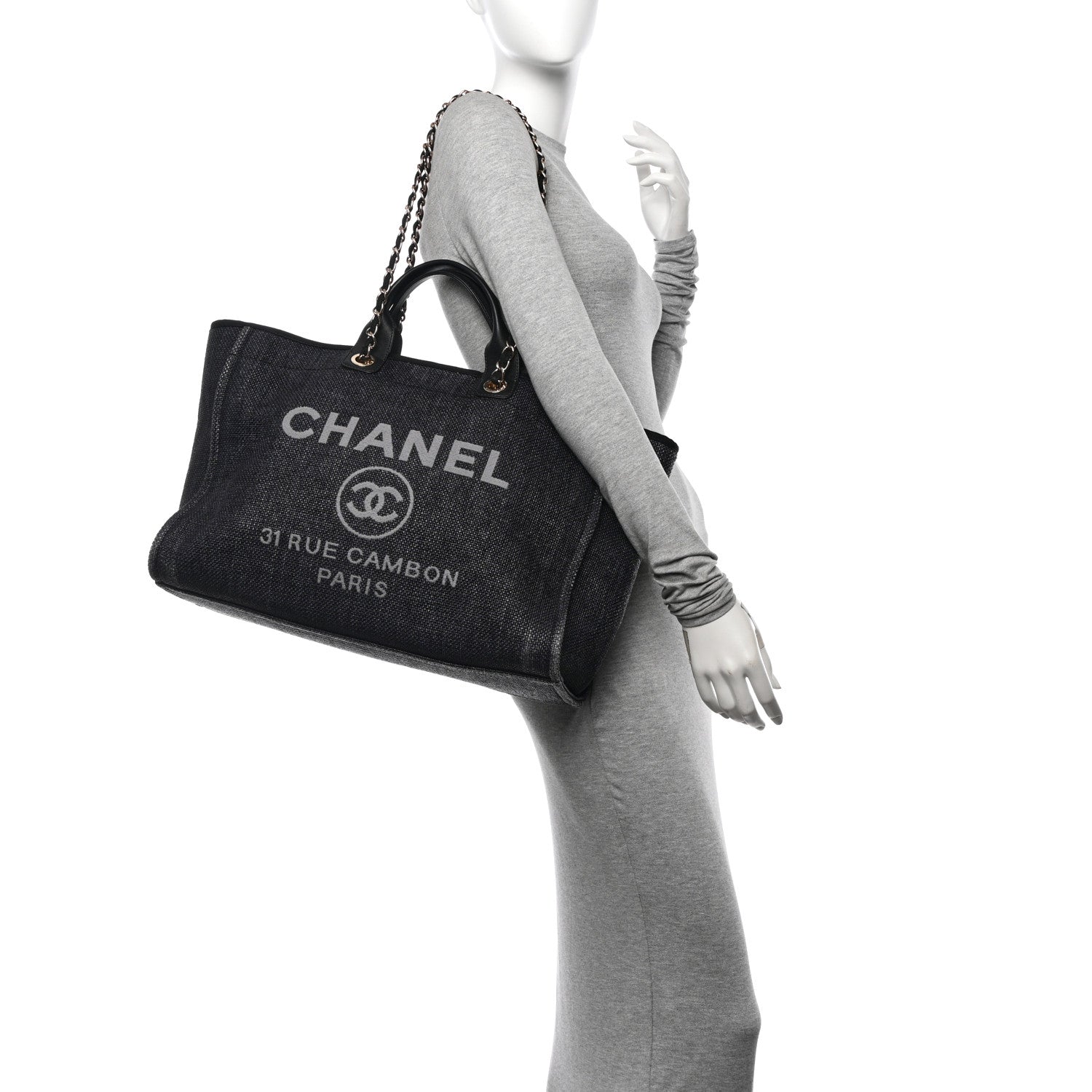 Chanel Woven Straw Raffia Large Deauville Tote Black 2 of 14