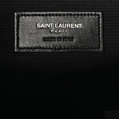 Saint Laurent Grain De Poudre Matelasse Chevron Large Monogram Satchel Navy Blue 6 of 10