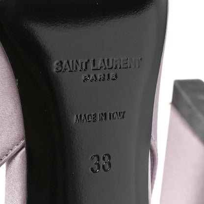 Saint Laurent Crepe Satin Blanco Feathered Sandals 38 Poly Grey 6 of 11