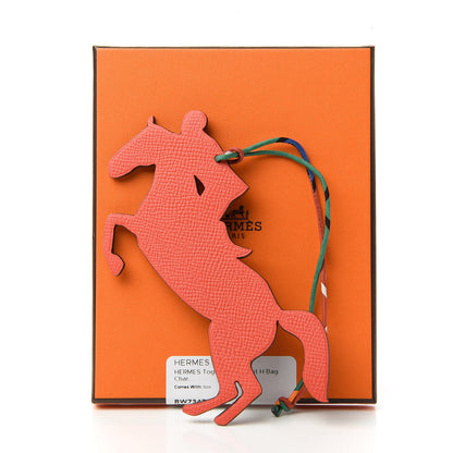 Hermes Epsom Togo Petit H Horse And Jockey Bag Charm Alezan Rose Jaipur 4 of 4