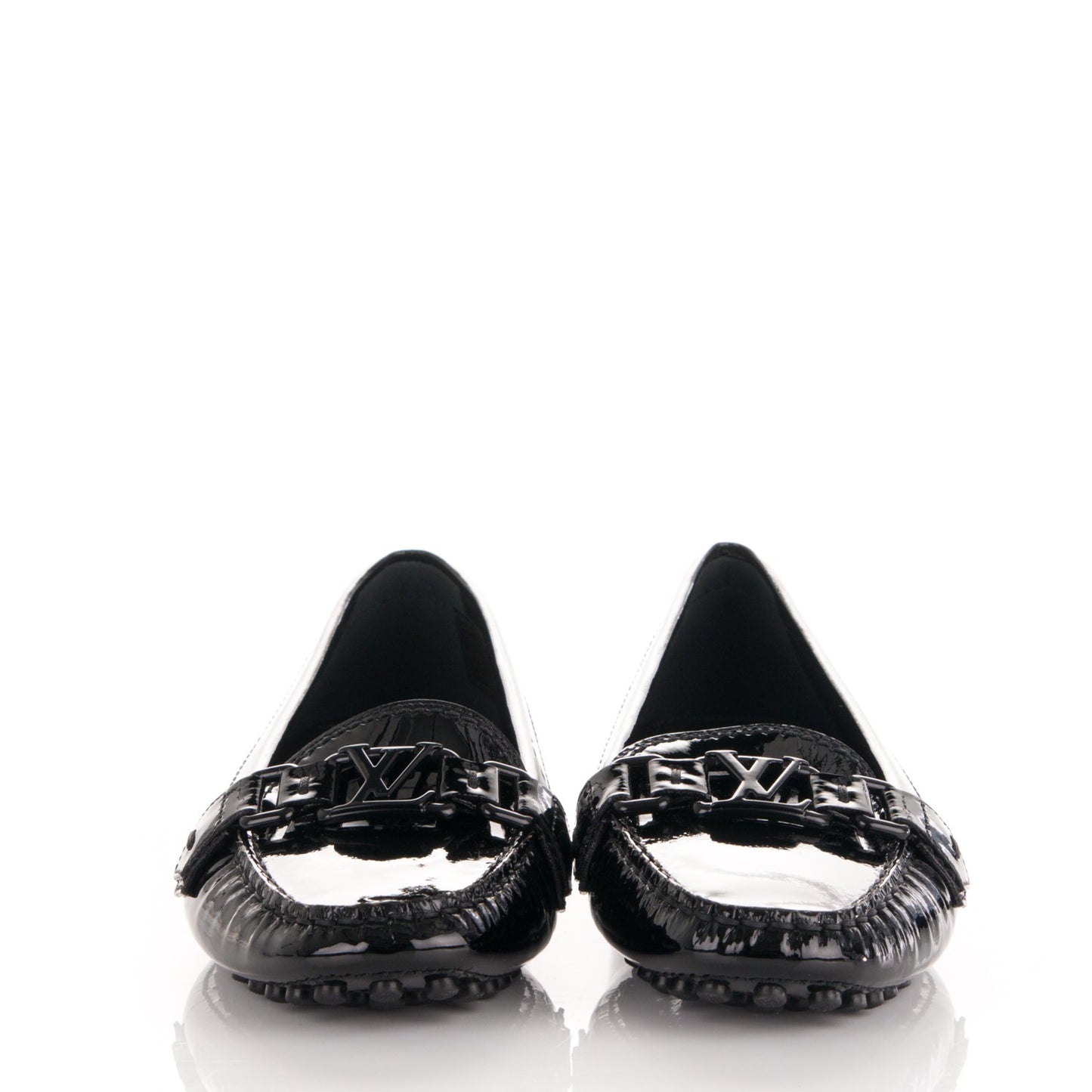 Patent Calfskin Oxford Loafers 37 Black