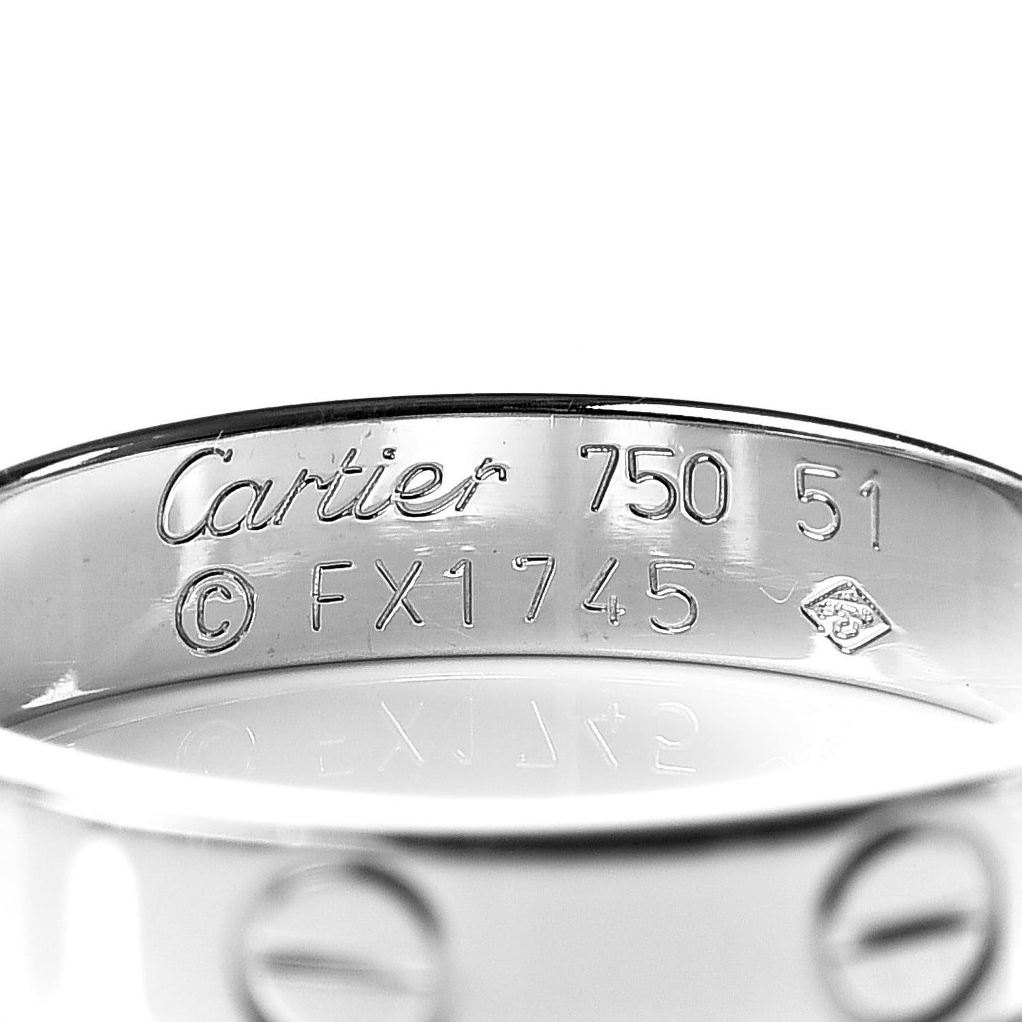18K White Gold 3.5mm LOVE Wedding Band Ring 51 5.75