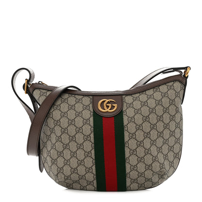 Gucci GG Supreme Monogram Web Small Ophidia Half Moon Hobo Brown 1 of 9