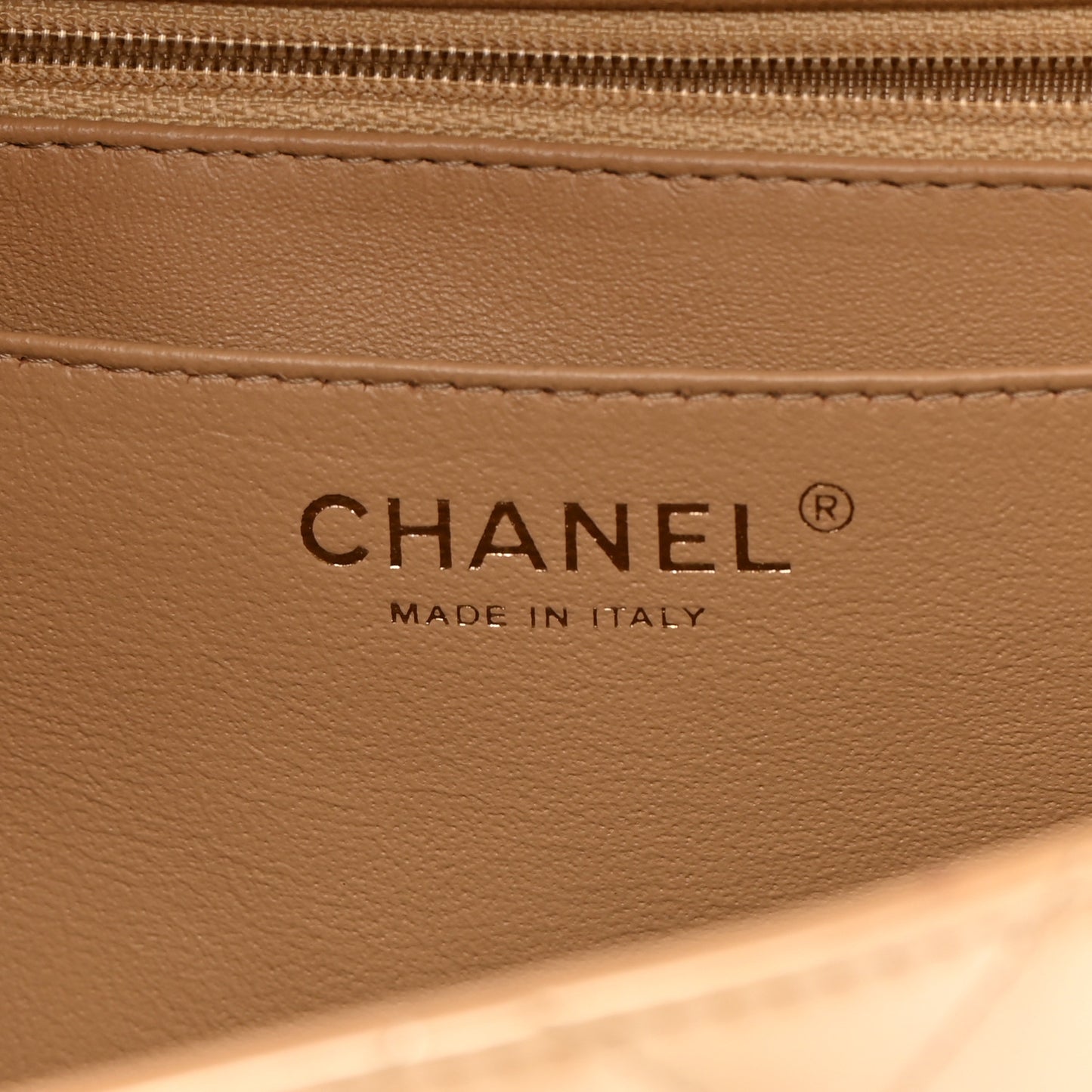 Metallic Patent Quilted Maxi Single Flap Beige