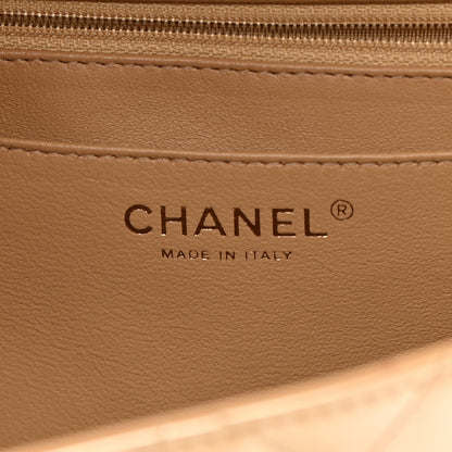 Chanel Metallic Patent Quilted Maxi Single Flap Beige 5 of 16