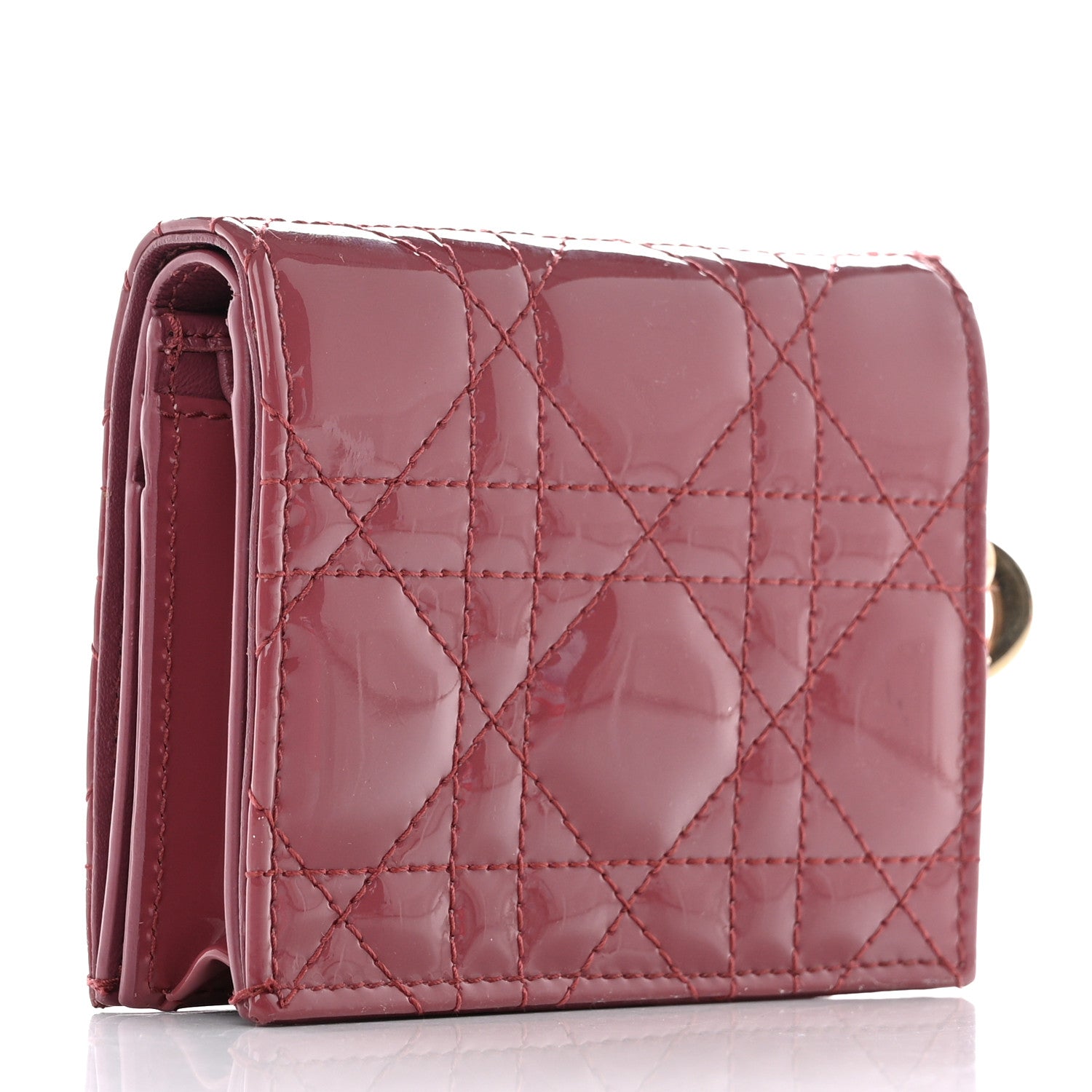 Christian Dior Patent Cannage Mini Lady Dior Wallet Mallow Rose 3 of 8