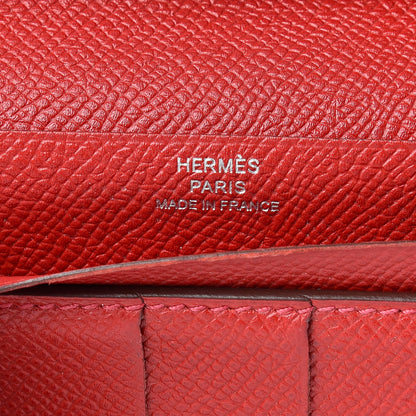 Hermes Epsom Bearn Gusset Wallet Rouge Casaque 6 of 18