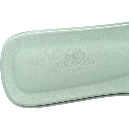 Hermes Calfskin Oran Sandals 38.5 Vert D'eau 7 of 9