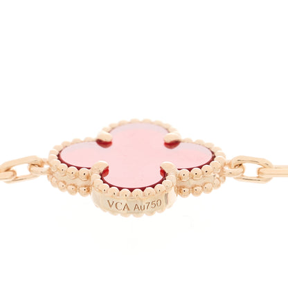 Van Cleef & Arpels 18K Rose Gold Carnelian 5 Motifs Guilloche Vintage Alhambra Bracelet 4 of 4