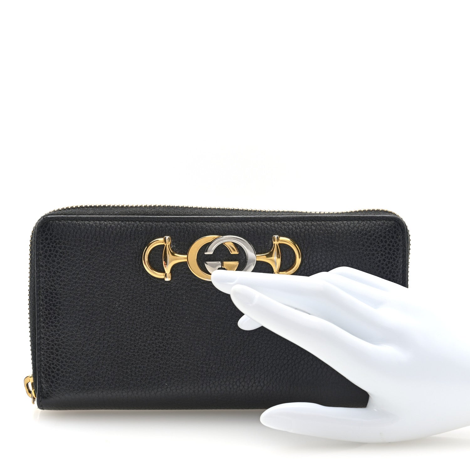 Gucci Grainy Calfskin Zumi Zip Around Wallet Black 2 of 6