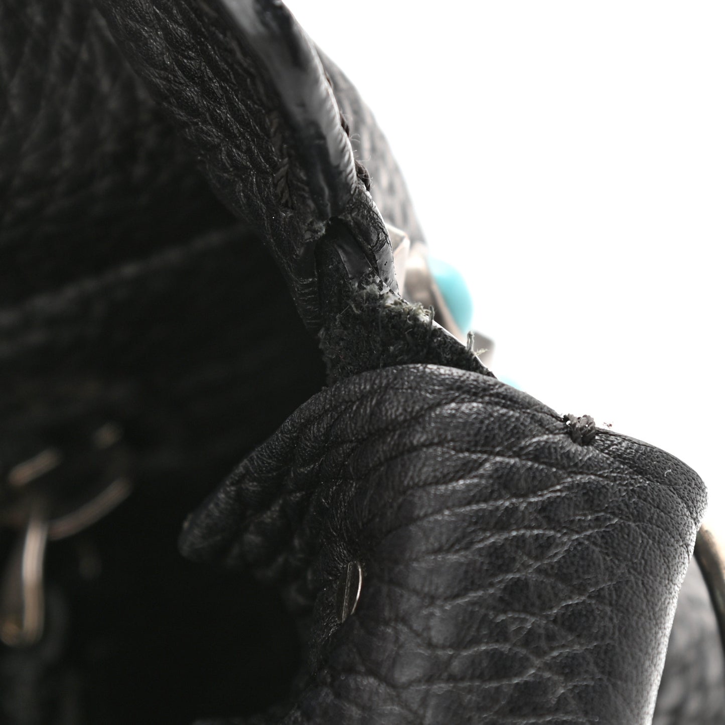 Pebbled Calfskin Tribal Small Guitar Strap Rockstud Rolling Flip-Lock Messenger Bag Black