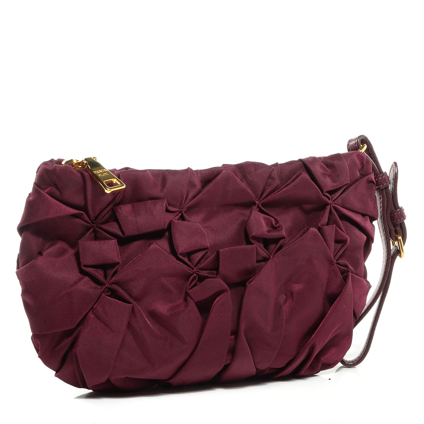 Tessuto Nylon Origami Pleated Wristlet Wine