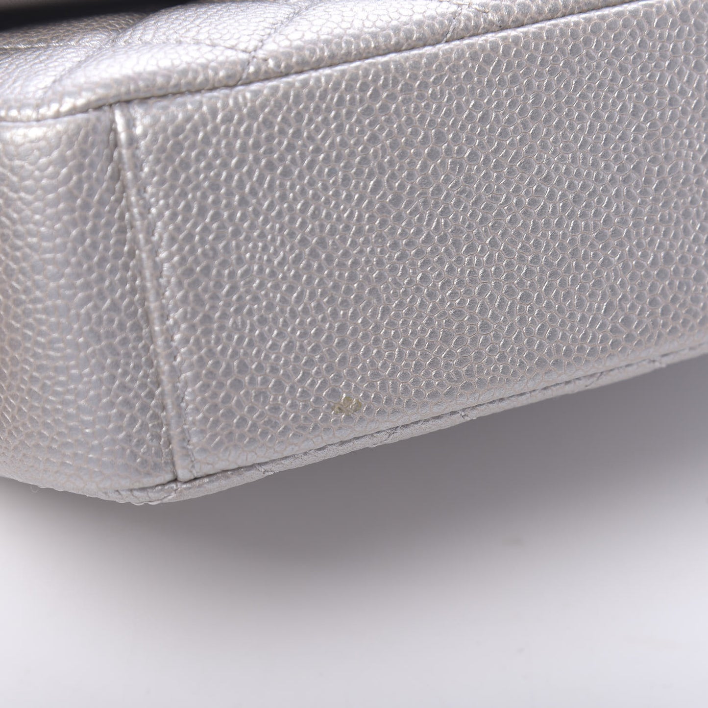 Metallic Caviar Quilted Small CC Filigree Flap Silver