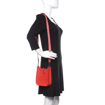 Hermes Taurillon Clemence Evelyne TPM Rouge De Coeur Bleu Du Nord 2 of 10