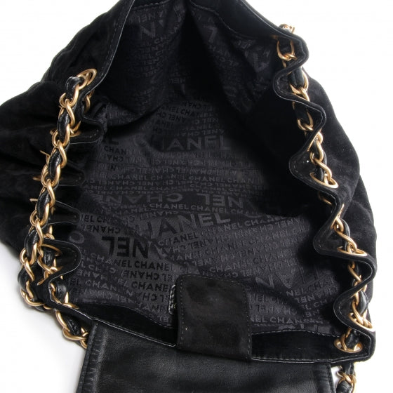 Suede Accordion Flap Black