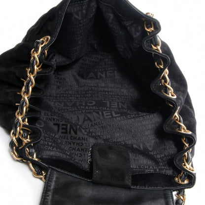 Chanel Suede Accordion Flap Black 5 of 8