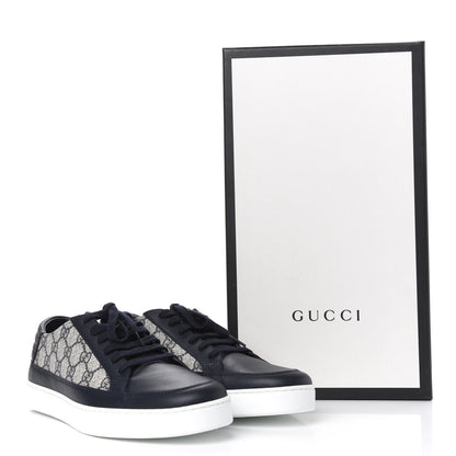 Gucci GG Supreme Monogram Calfskin Mens Low Top Sneakers 9.5 Blue Beige 11 of 11