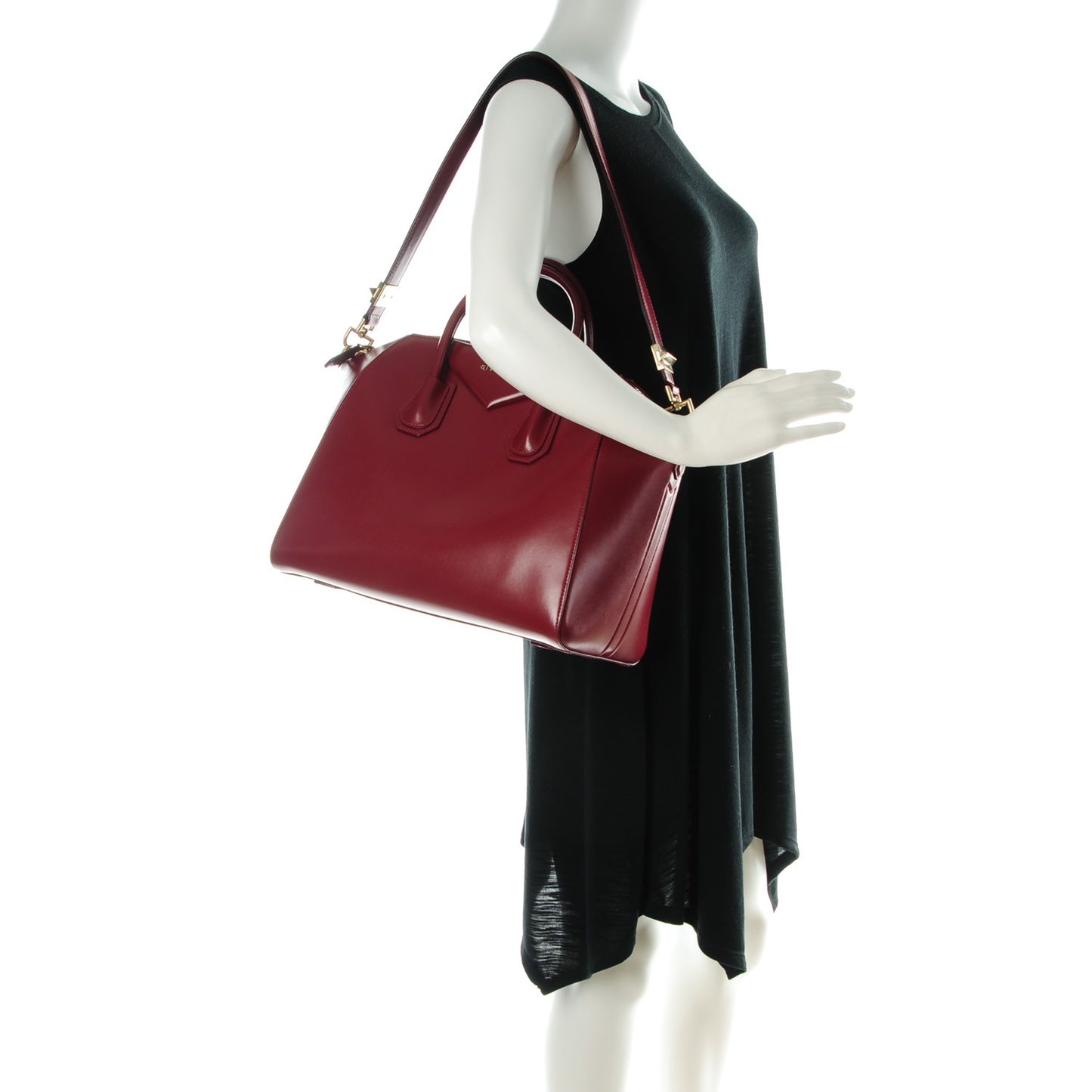 Shiny Lord Calfskin Medium Antigona Burgundy