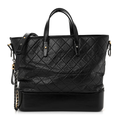 Chanel Aged Calfskin Quilted Large Gabrielle Shopping Tote Black 2 of 25