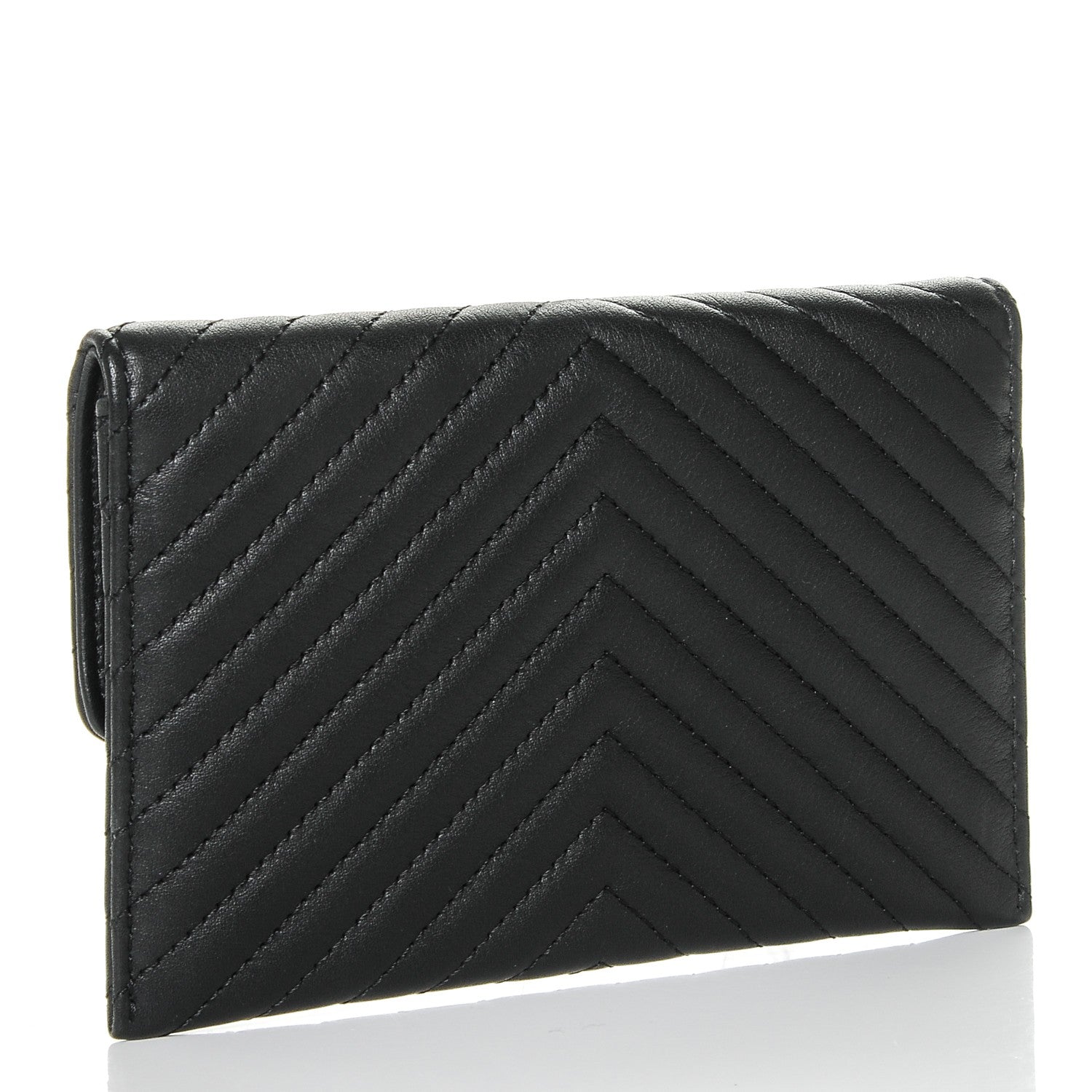 Chanel Calfskin Chevron Wallet On Chain WOC Insert Black 3 of 7