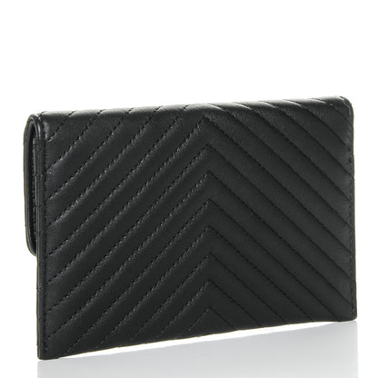 Chanel Calfskin Chevron Wallet On Chain WOC Insert Black 3 of 7