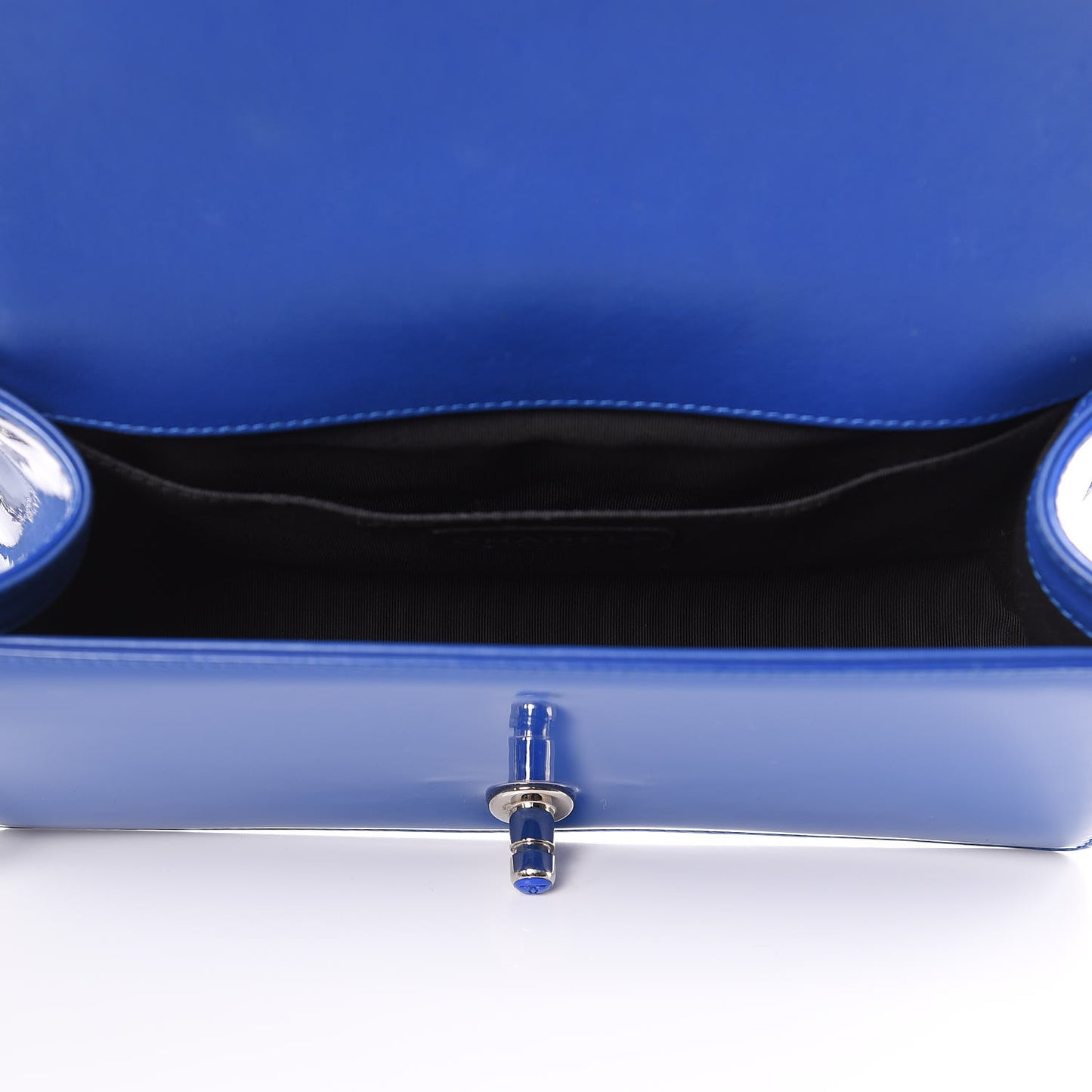 Patent Calfskin Medium Plexiglass Boy Flap Blue
