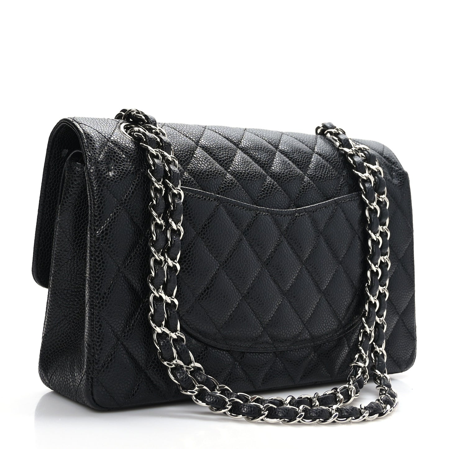 Caviar Quilted Medium Double Flap Black