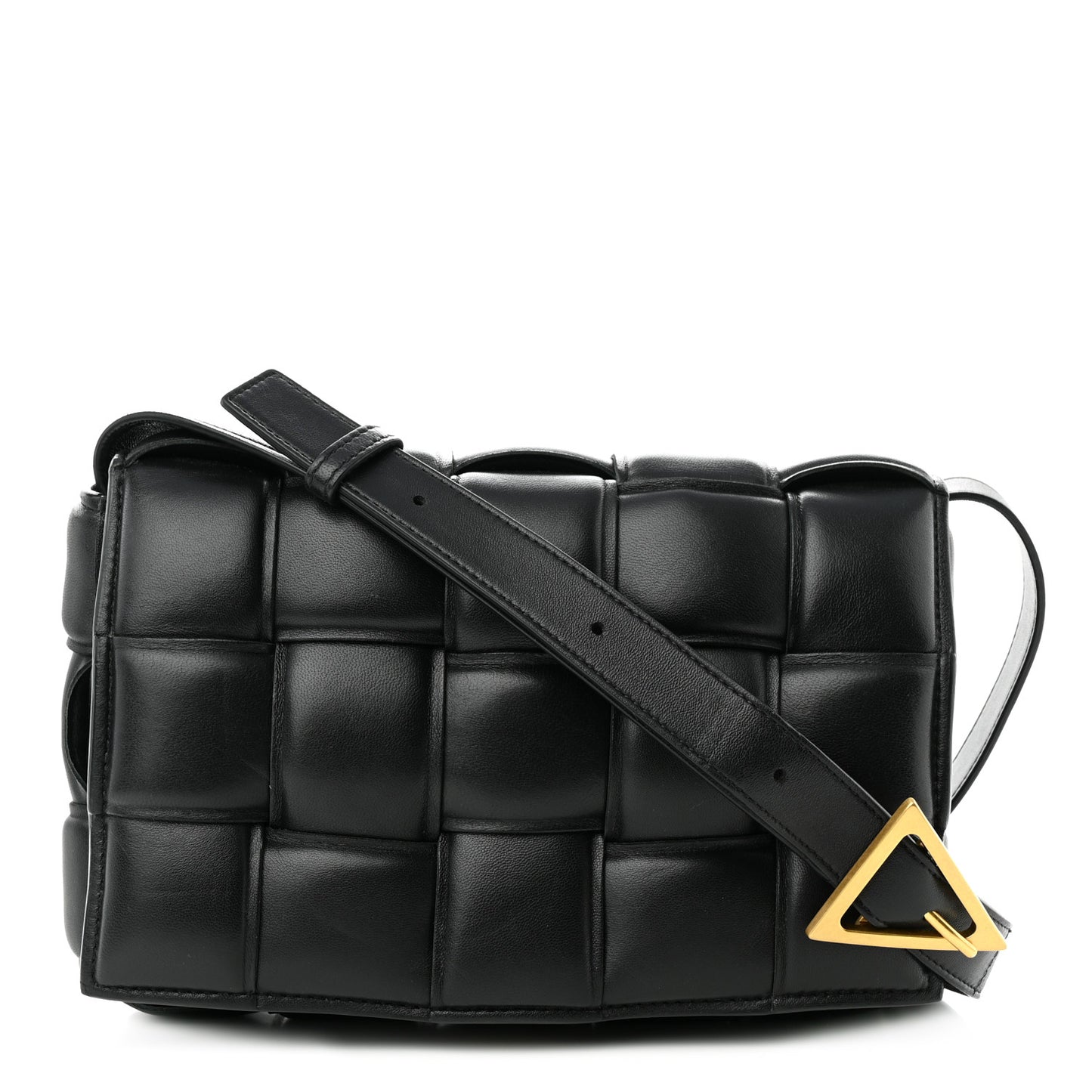 Nappa Maxi Intreccio Padded Cassette Crossbody Bag Black