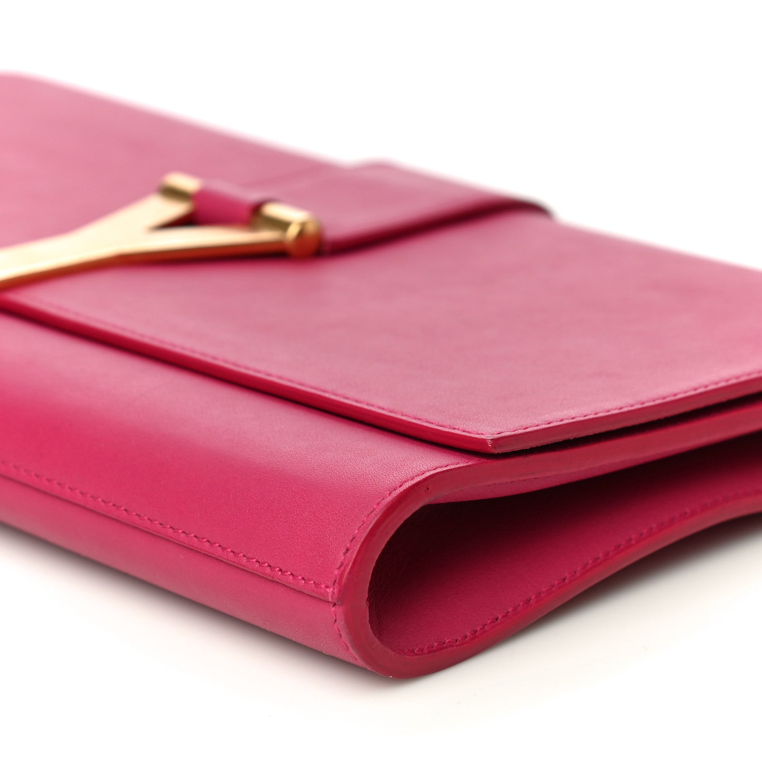 Saint Laurent Calfskin Classic Y Ligne Clutch Fuchsia 9 of 29