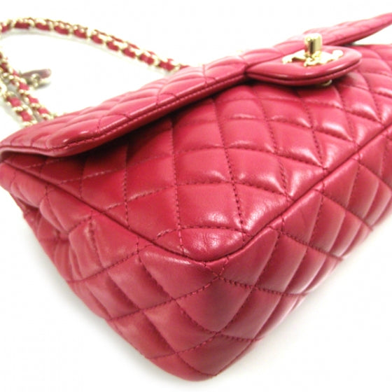 Chanel Lambskin Valentine Charms Medium Flap Raspberry Red 10P 5 of 12