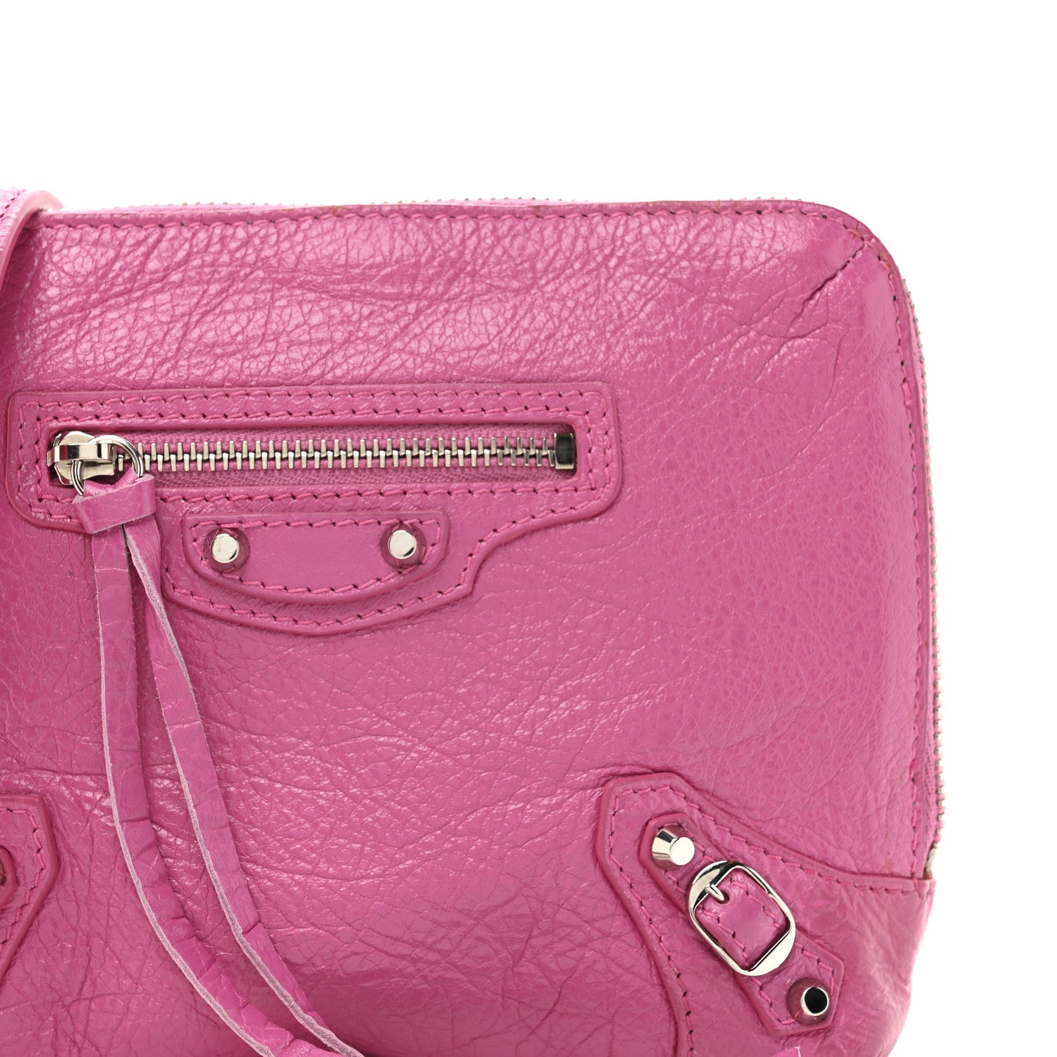Balenciaga Agneau Arena Classic Silver Hardware Pouch With A Chain Crossbody Rose Flamingo 7 of 14
