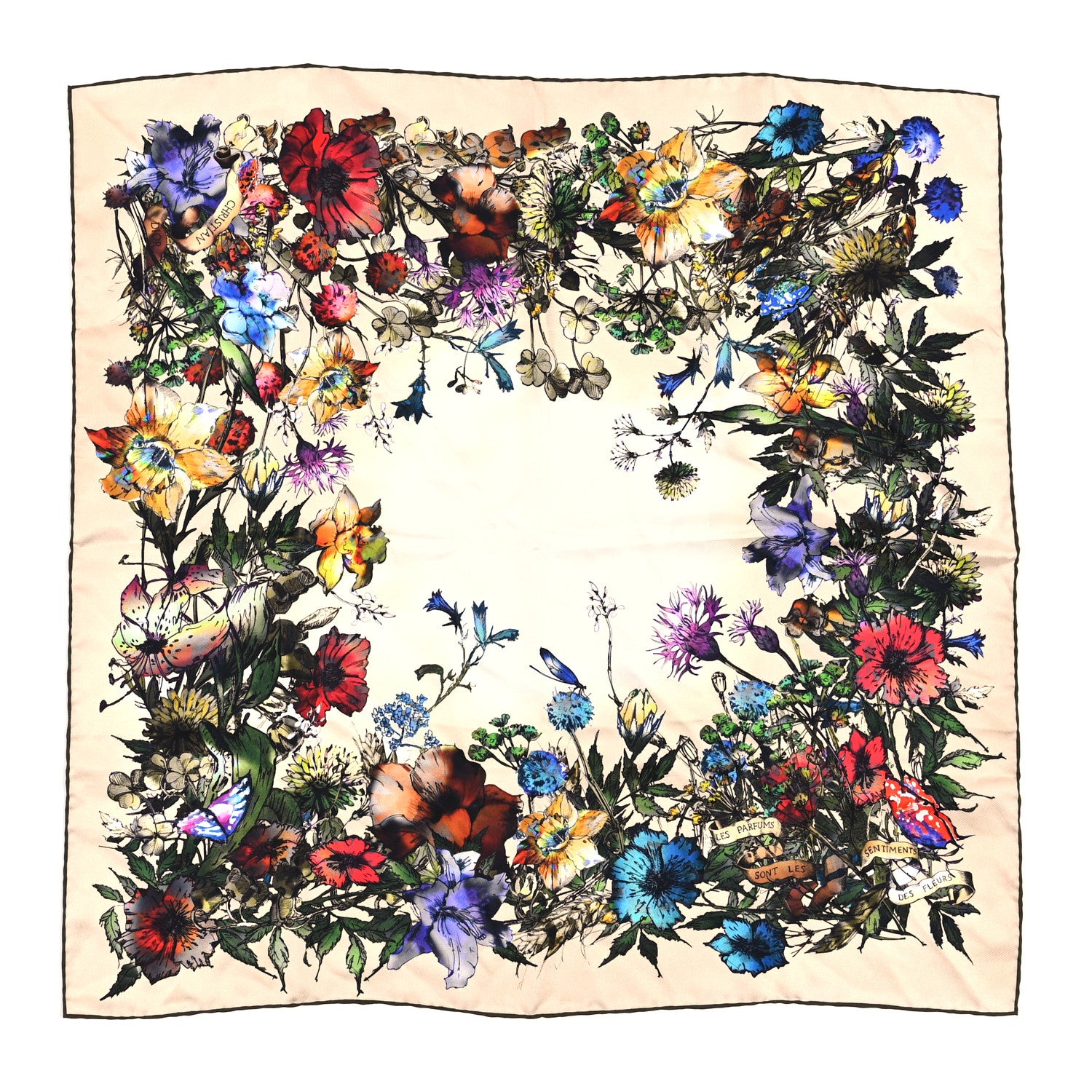 Christian Dior Silk D-Millefiori 70 Square Scarf Pink Multicolor 1 of 3
