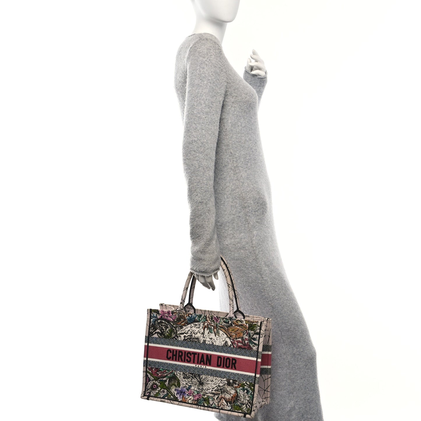 Canvas Embroidered Medium Zodiac Book Tote Latte Multicolor