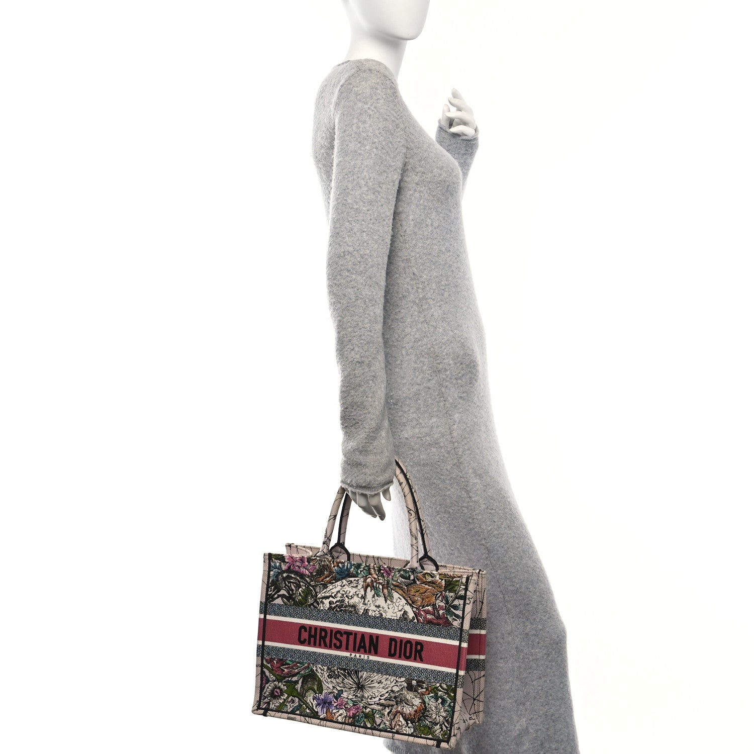 Christian Dior Canvas Embroidered Medium Zodiac Book Tote Latte Multicolor 2 of 14