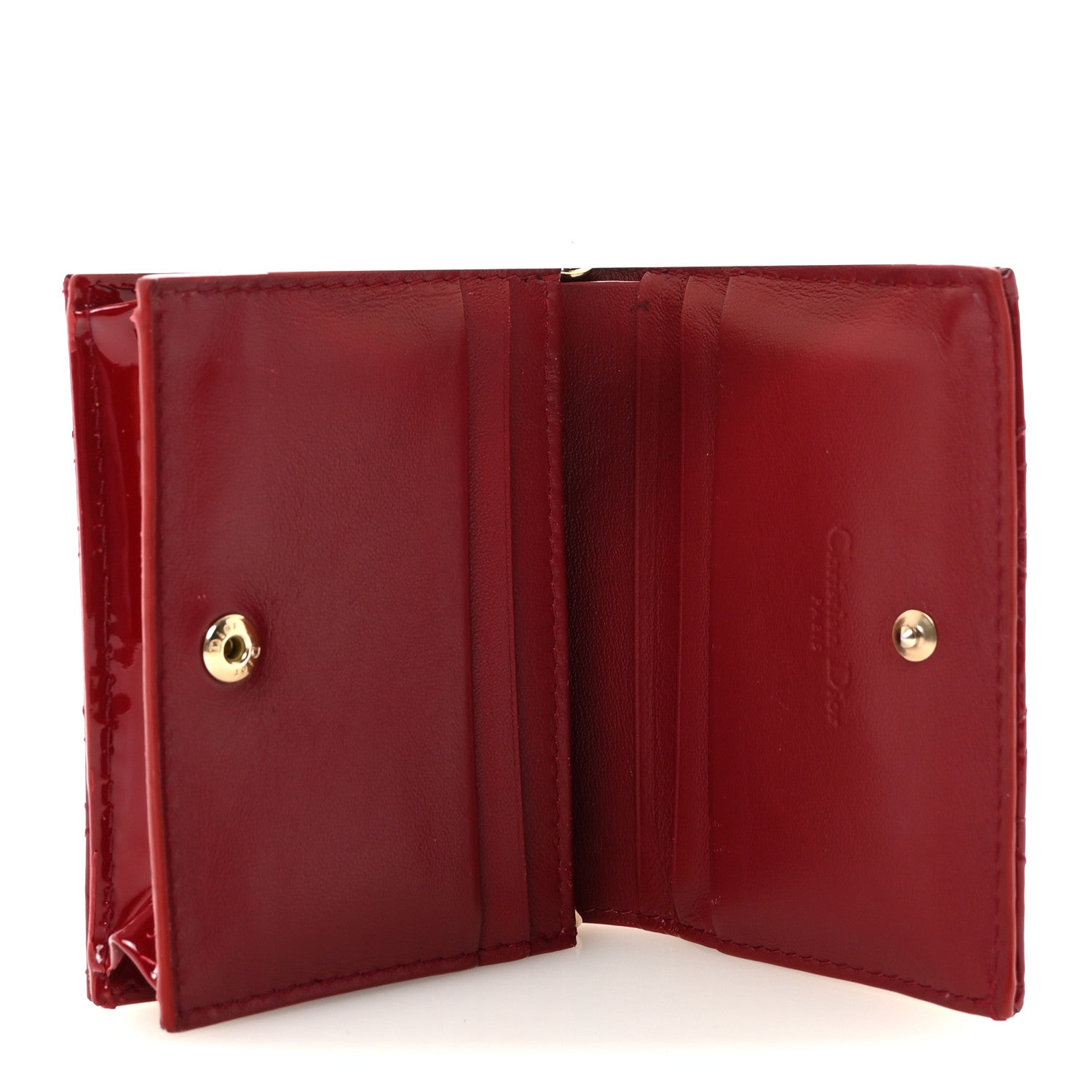 Christian Dior Patent Cannage Mini Lady Dior Wallet Cherry Red 5 of 7