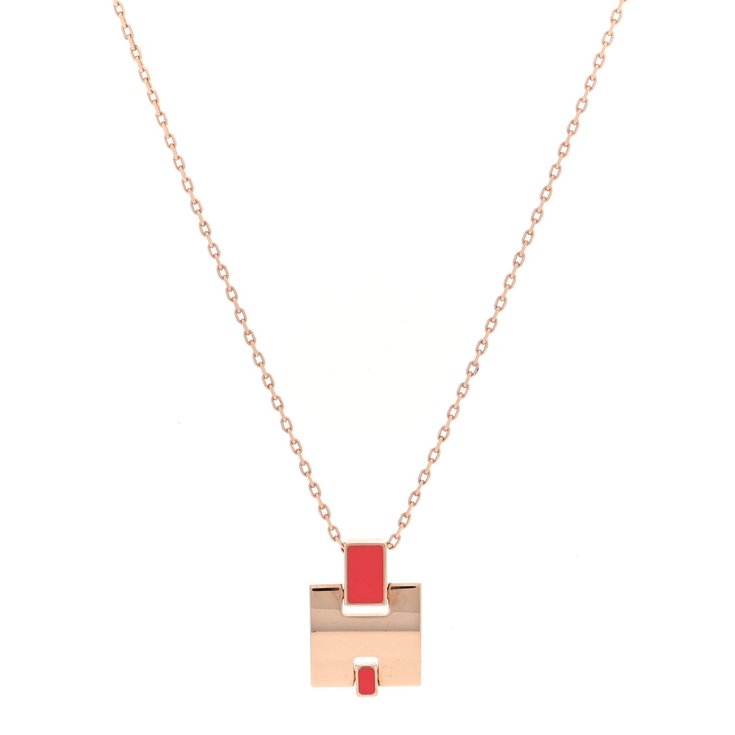 Gold Plated Lacquered Eileen Pendant Necklace Rouge Corail